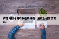 麻花传剧媒国产剧在线观看（麻花影视百度百科）